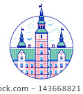 Rosenborg Castle Copenhagen Landmark Line Icon 143668821
