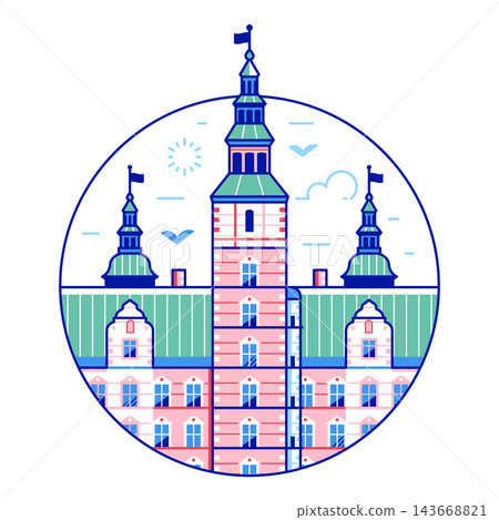 Rosenborg Castle Copenhagen Landmark Line Icon Rosenborg Castle Copenhagen Landmark Line Icon 143668821