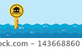 Flood Water Level Gauge Sign with House Warning Icon 143668860
