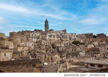 Matera ancient city and cave dwellings showcasing historical architecture 143669126