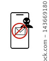 Illustration of a smartphone blocking fraudulent and phishing emails. 143669180