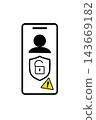 A security illustration showing a warning about the protection of personal information on smartphones. 143669182