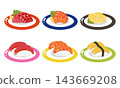 Tasty Sushi and Sashimi Japanese food clipart 143669208