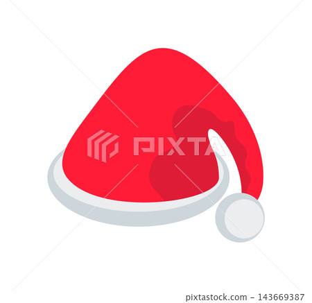 Santa Claus red white hat. Festive Santa cap Santa Claus red white hat. Festive Santa cap 143669387