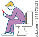 Person Sitting on Toilet Using Smartphone Flat Vector Illustration 143670121