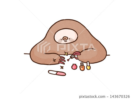 A sloth applying nail polish to its long nails (nail color) A sloth applying nail polish to its long nails (nail color) 143670326