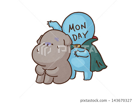 A dog becomes depressed upon realizing that a blue Monday is looming (Blue Monday/Monday blues). A dog becomes depressed upon realizing that a blue Monday is looming (Blue Monday/Monday blues). 143670327