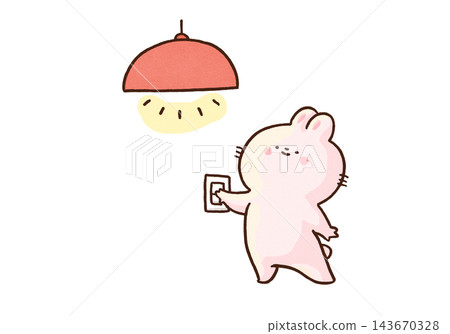 一隻兔子按下牆上的開關,打開了房間的燈。 一隻兔子按下牆上的開關,打開了房間的燈。 143670328