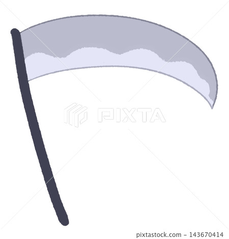 Hand-drawn illustration of a scythe, featuring a Halloween Grim Reaper motif. Hand-drawn illustration of a scythe, featuring a Halloween Grim Reaper motif. 143670414