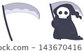 Hand-drawn illustration of the Grim Reaper and a scythe - Cute Halloween material 143670416