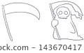 Grim Reaper and Scythe Line Art Illustration - Hand-drawn Halloween Material 143670417