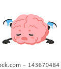 Tired Cartoon Brain Character Lying Face Down 143670484