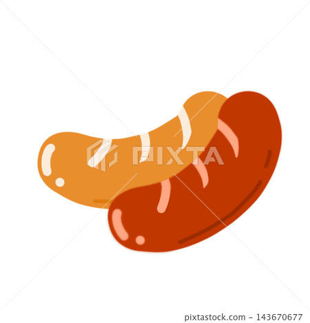 An illustration of two fragrant, grilled Wiener sausages. An illustration of two fragrant, grilled Wiener sausages. 143670677