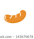 An illustration of a plain wiener sausage with grill marks. 143670678