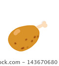 An illustration of a perfectly fried chicken on the bone. 143670680