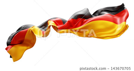 German flag ribbon flowing isolated on white background with copy space 3D render 143670705
