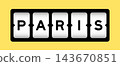 Black color in word paris on slot banner with yellow color background 143670851