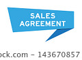 Blue color speech banner with word sale agreement on white background 143670857