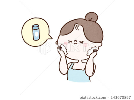 A woman applying lotion to her entire face with her palms as part of her skincare routine (soft color version). A woman applying lotion to her entire face with her palms as part of her skincare routine (soft color version). 143670897
