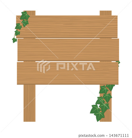 A wooden sign frame illustration featuring ivy intertwined with two posts and three planks. A wooden sign frame illustration featuring ivy intertwined with two posts and three planks. 143671111