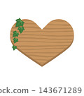 A cute heart-shaped wooden sign frame illustration adorned with ivy leaves. 143671289