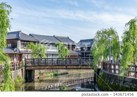 千葉縣香取市:佐原町保護區迷人的街景。 千葉縣香取市:佐原町保護區迷人的街景。 143671456