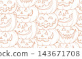 Seamless Halloween Jack-O-Lantern Pattern.  143671708