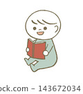 孩子讀一本圖畫書，淺藍色 143672034