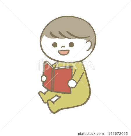 Child reading a picture book Yellow Child reading a picture book Yellow 143672035