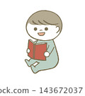 孩子讀一本圖畫書，淺藍色 143672037