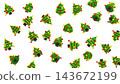 Christmas trees with decorations such as stars and balls, 3d render  143672199