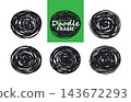 hand drawn scribble circle doodle frames badge vector set 143672293