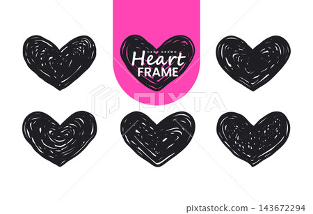 hand drawn scribble heart frame shape vector set 143672294
