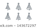 continuous line art christmas tree icon vector set 143672297