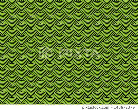 Yellow-green and black seigaiha pattern Yellow-green and black seigaiha pattern 143672379