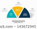 Modern business infographic template with colorful semi-circular options, icons, and text placeholders. Vector illustration. 143672945