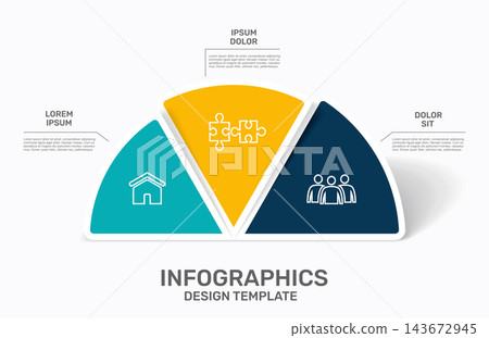 Modern business infographic template with colorful semi-circular options, icons, and text placeholders. Vector illustration. Modern business infographic template with colorful semi-circular options, icons, and text placeholders. Vector illustration. 143672945