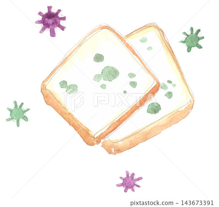 Watercolor illustration of moldy bread Watercolor illustration of moldy bread 143673391