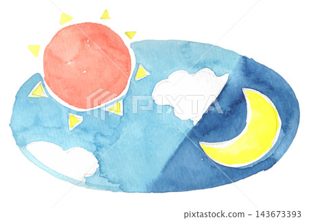 Watercolor illustration of the summer solstice 143673393