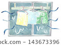 An illustration of laundry that is not completely dry. 143673396