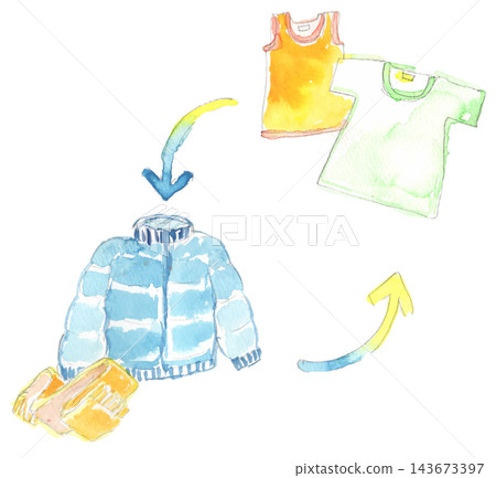 Watercolor illustration of changing clothes Watercolor illustration of changing clothes 143673397