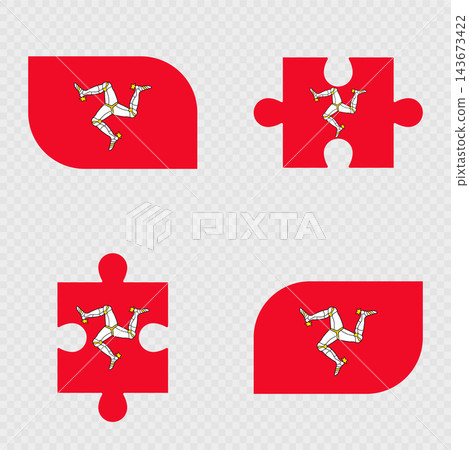 Isle of Man Flag Rounded Shapes and Puzzle Set. Isle of Man Flag Rounded Shapes and Puzzle Set. 143673422