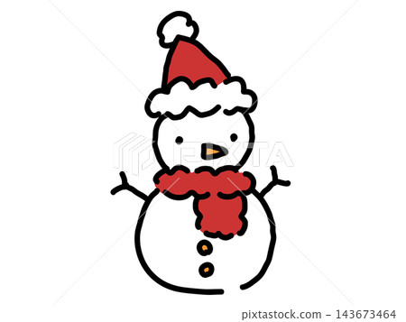Cute, hand-drawn snowman illustration material Cute, hand-drawn snowman illustration material 143673464
