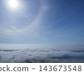 The sun rising over the sea of clouds and a halo 143673548