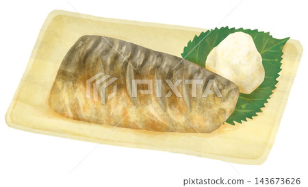 Illustration of grilled mackerel with salt Illustration of grilled mackerel with salt 143673626