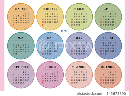 2027 Annual Calendar, Sunday Start, No Japanese Holidays Included, Landscape Layout 2027 Annual Calendar, Sunday Start, No Japanese Holidays Included, Landscape Layout 143673890