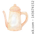 水彩畫茶壺 143674152