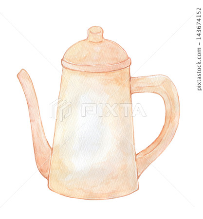 Teapot painted in watercolor Teapot painted in watercolor 143674152