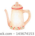 水彩畫的復古茶壺 143674153