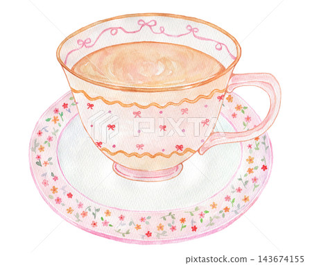 Cute watercolor illustration of tea 143674155